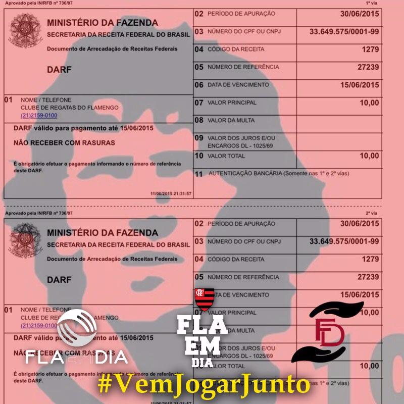 FlaemDia's tweet photo. Ei ei ei o Zico é nosso Rei! #DARFdoZICO 
Pague o DARF abaixo e tweet o comprovante! Vamos RT todos!! http://t.co/tyhfxChDKv