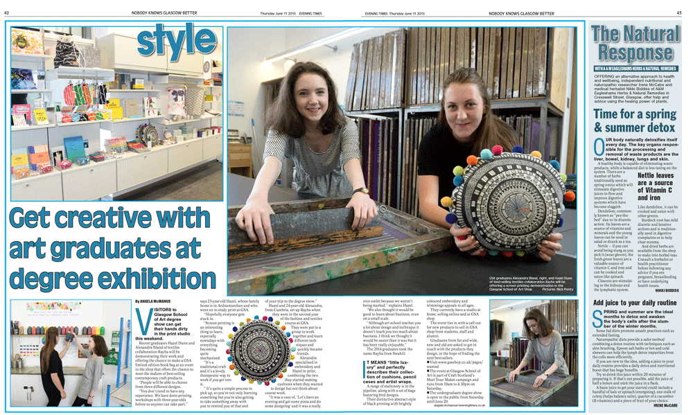 Great wee <a href="/info_rayha/">RAYHA</a> interview in <a href="/TheEveningTimes/">evening times</a> yesterday for our #MeetYourMaker event: eveningtimes.co.uk/lifestyle/fash…