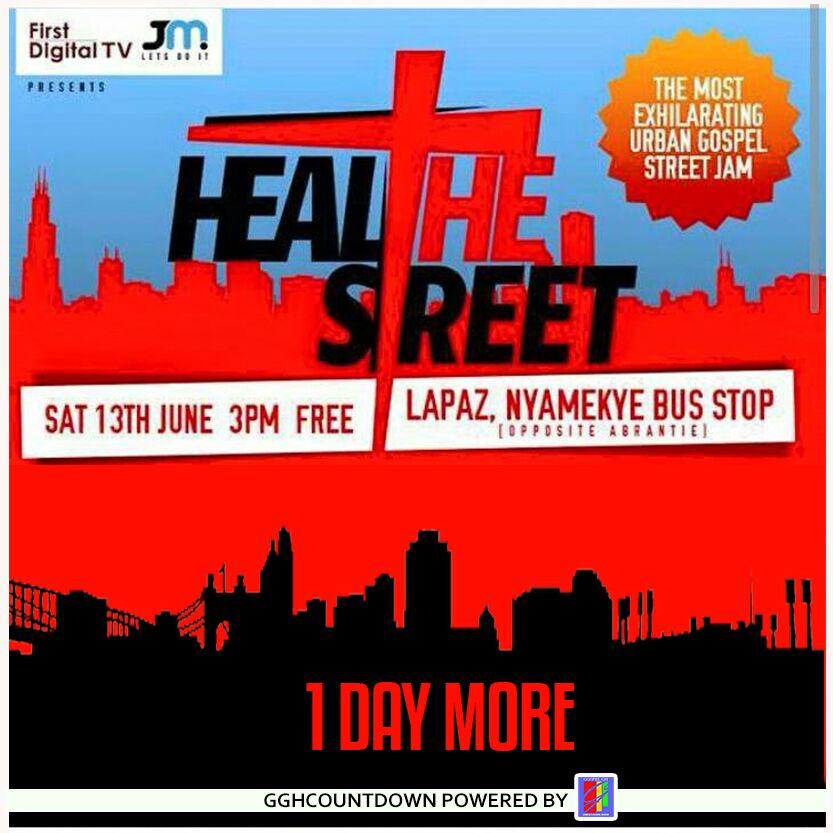 Just 01 day More To
"HEAL THE STREET" 

》13th June 2015  ||  3pm sharrp!
》Lapaz Nyamekye Bus Stop

#gghCountdown
