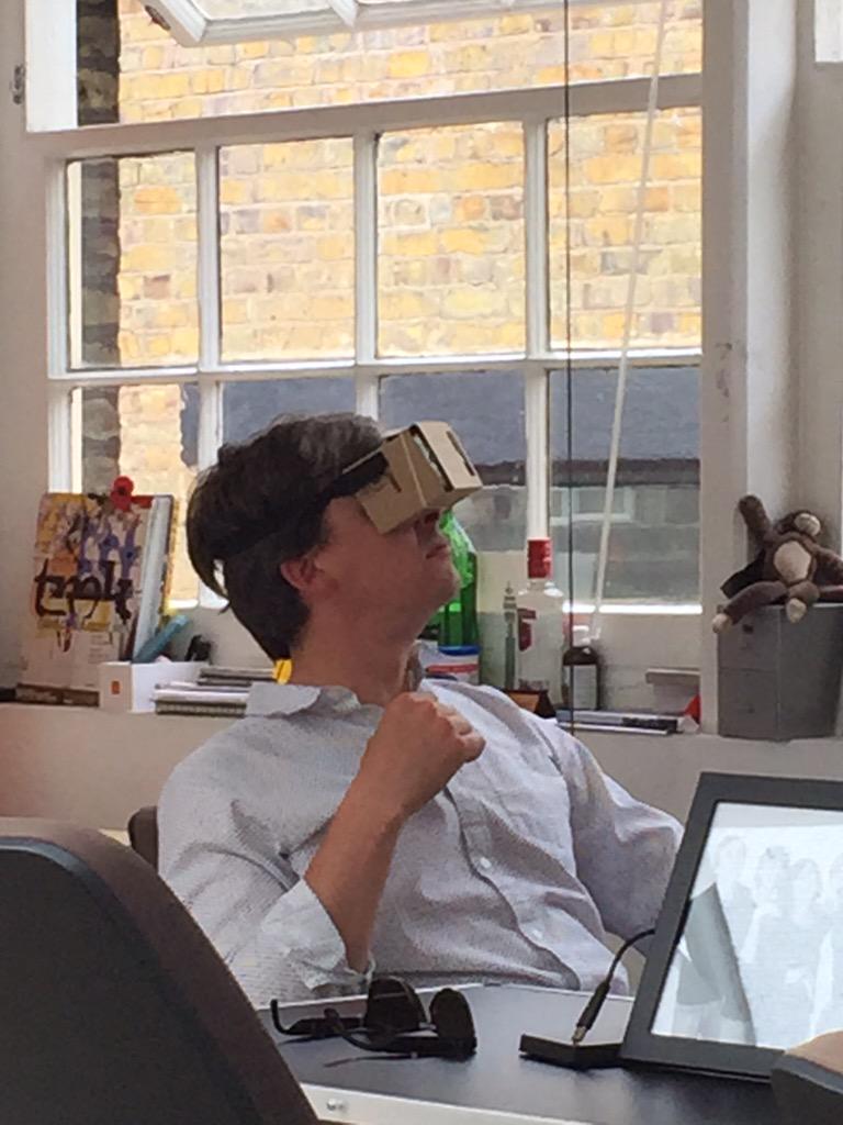 putitout's tweet image. It's Friday afternoon and @CharlesCadbury is chilling with his #GoogleCardboard on...as you do...
