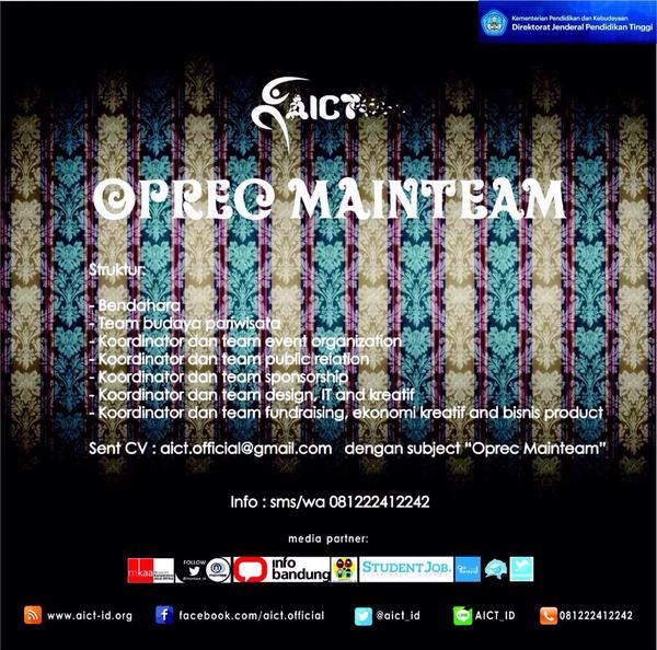 KerjaPartTimeID's tweet photo. Yuk gabung komunitas @aict_id, jaga &amp; lestarikan budaya wisata indonesia. More info: 081222412242 atau Line (AICT_ID) http://t.co/4M5KEAlrpy