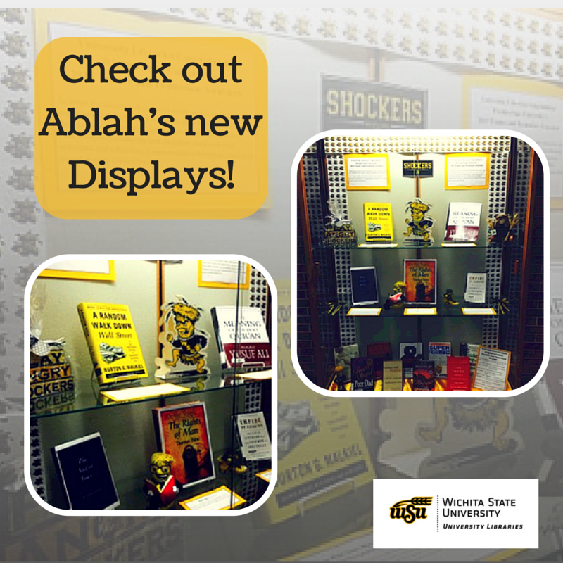 wsulibrary's tweet photo. Come to Ablah Library to see our new display! #wsu #wsulibraries #wushock #ablahlibrary #shockers http://t.co/6aVy3QH3xf