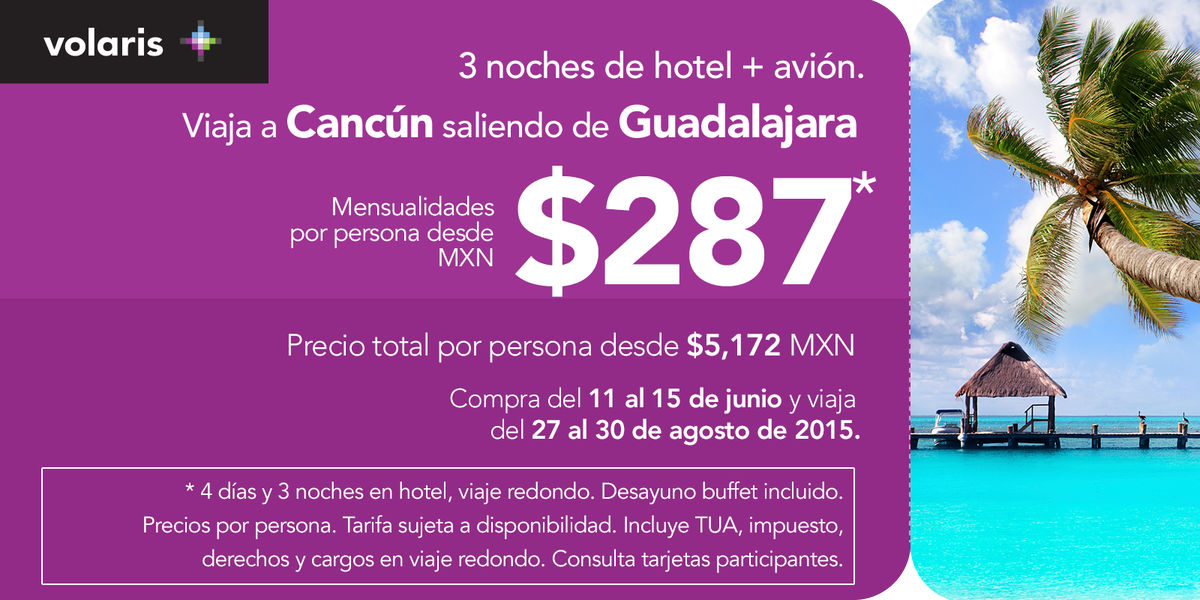 viajaVolaris's tweet photo. ¡#Cancun a tu alcance! http://t.co/4gN9fyVWPm http://t.co/yUgWjvlhok