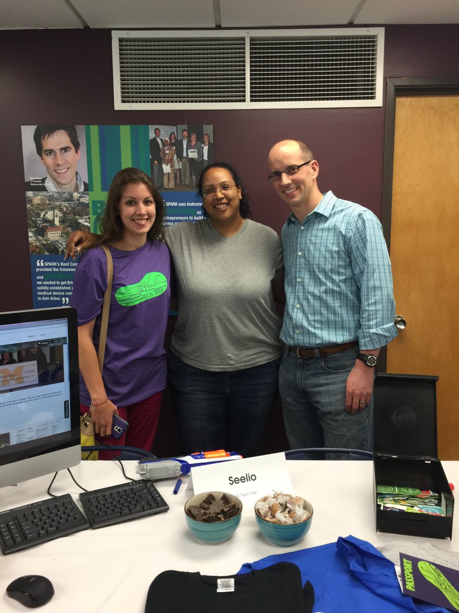 Seelio's tweet image. We LOVE to meet happy Seelio members! We&apos;re here &apos;til 7 for @A2TechTrek. Come on by! #annarbor #a2tech