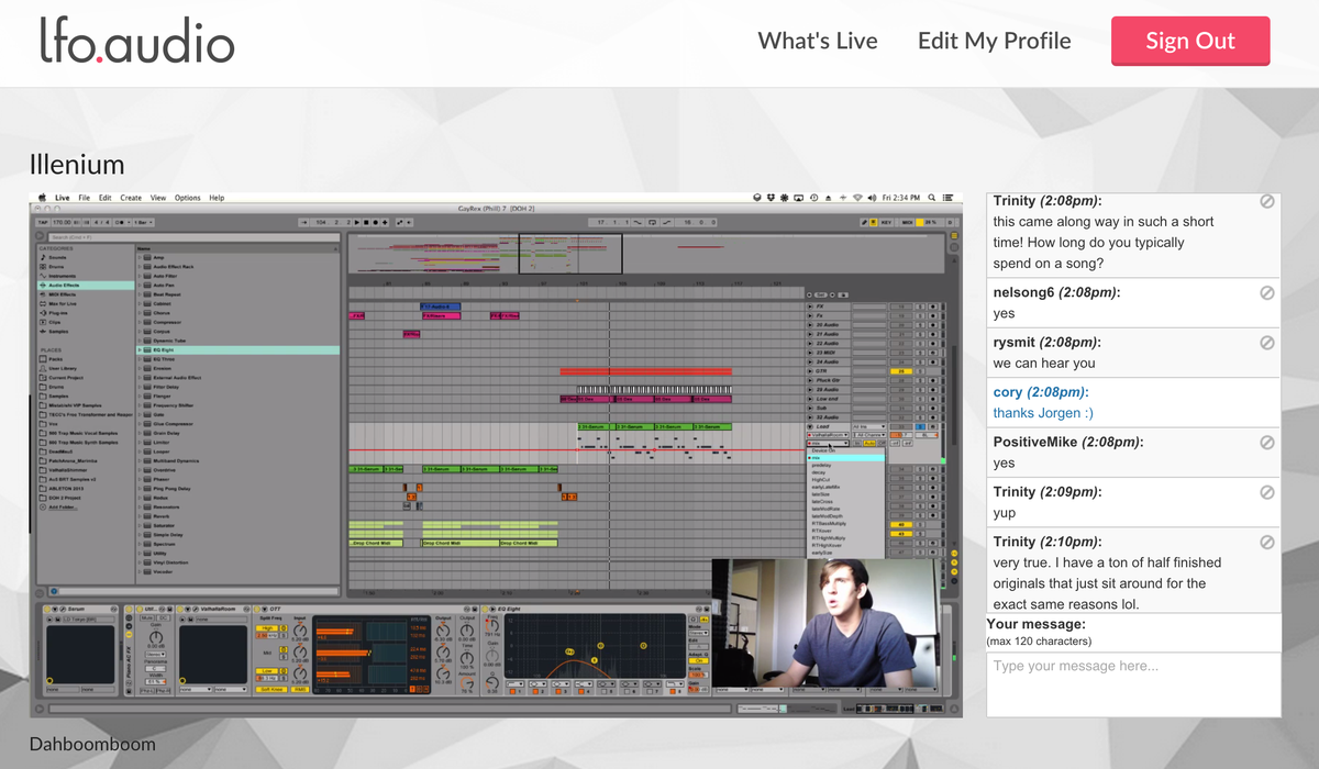 seeflanigan's tweet photo. This is what it looks like when @trinitycampbell and @ILLENIUMMUSIC talk shop on @lfodotaudio #makemusiclive #joinus! http://t.co/dhwHpoez4B