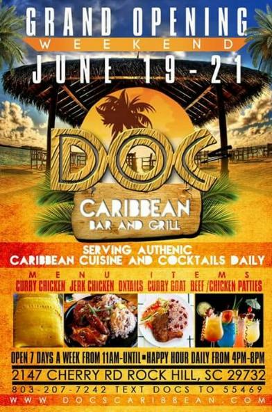 RoyalEvents803's tweet photo. * GRAND OPENING #DOCS Caribbean Bar &amp; Grill 2147 Cherry Rd. Rock Hill SC #June19th #GoodFood #GoodDrinks #GoodPeople http://t.co/22mEoHbNh5