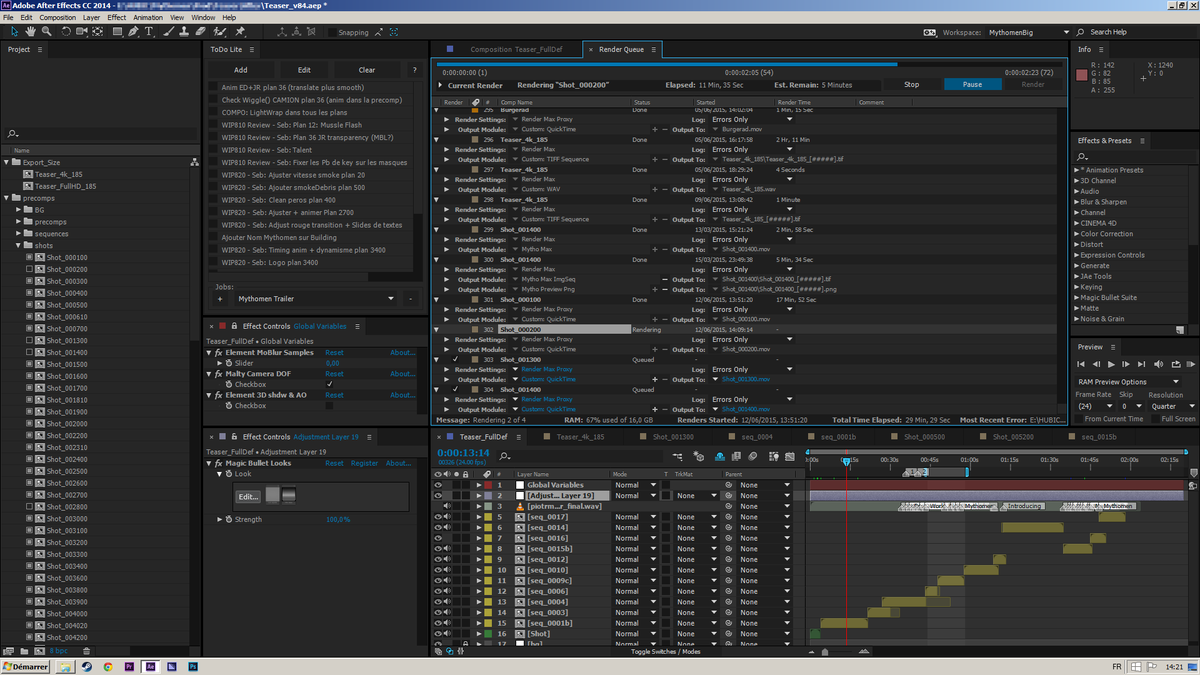 Mythomen's tweet image. Rendering some proxies for our #trailer. 14 shots are officially finished. Starting to look great. #animation #AE