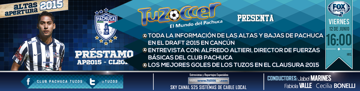 Tuzos's tweet photo. Hoy 4pm #Tuzoccer por @FOXSports_norte 2 con la mejor información de #TransferMX de los @Tuzos en #Draft2015 enCancún http://t.co/wjINwJkj83