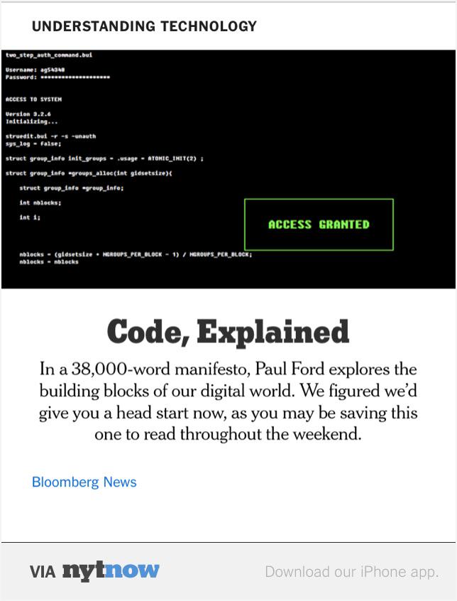 Charlie_D_Meza's tweet image. What Is Code? – via @NYTNow #codeexplained #weekendread #code  bloomberg.com/graphics/2015-…