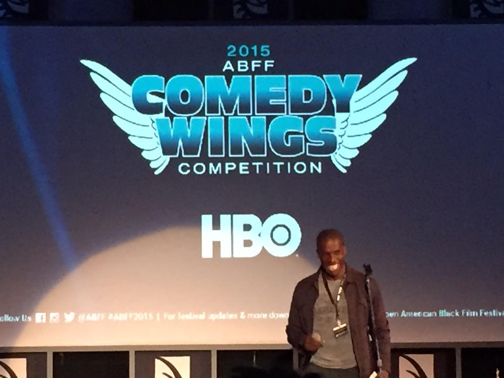 pamhacker212's tweet photo. Thanks @GodfreyComedian for opening up tonight's @ABFF2015 Comedy Wings Competition! http://t.co/xHmaGFdSv9