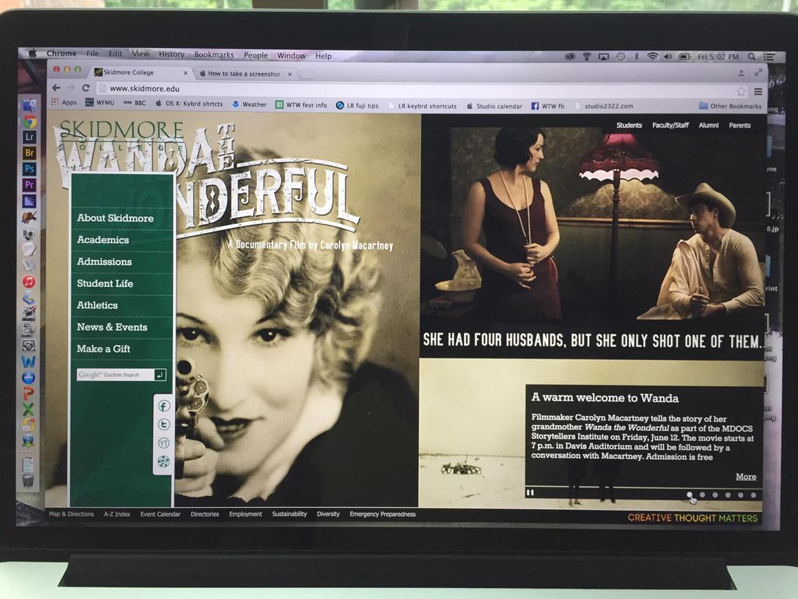 cmacwyo's tweet photo. Check out Skidmore College homepage today - Wanda screens tonight, Davis Aud Skidmore! http://t.co/xwmw7fQBAn