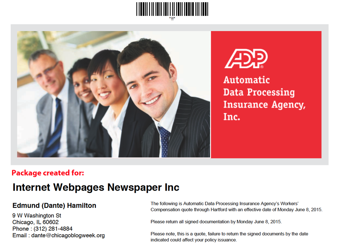 ChicagoBlogWeek's tweet photo. #Thanks to Cory, Artem & Oyebola @ADP for processing #TeamIWN #PaidIntern #ADPPayroll & #WorkersComp #pbpadp #sbsadp http://t.co/HcgFxj8T2Q
