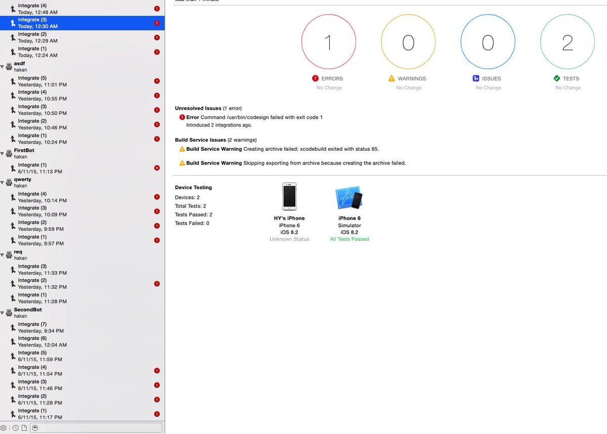 hakanyildizay's tweet image. #xcode #xcodeServer #xcodebuild #codesign daha yılmadım :)