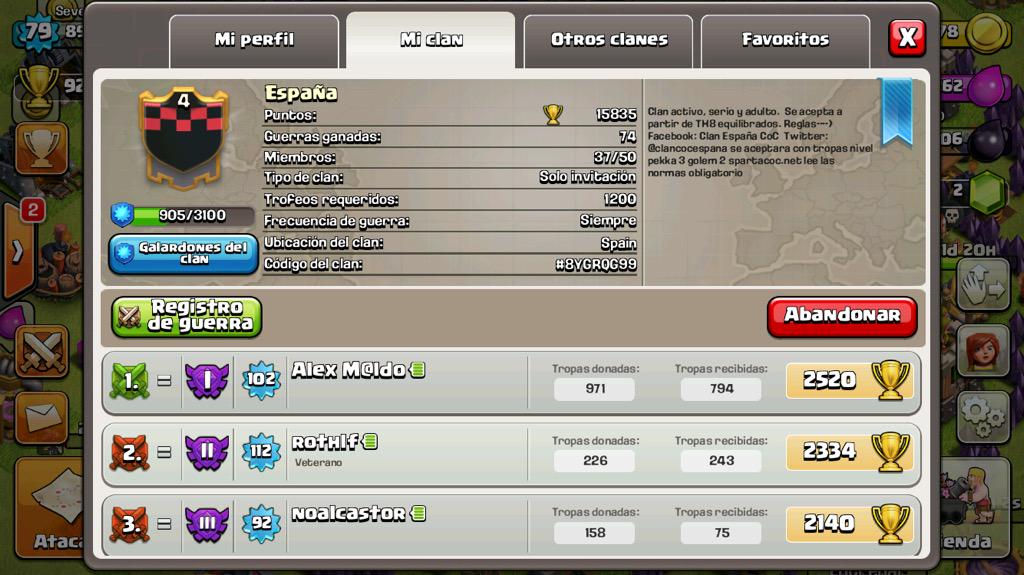 clancocespana's tweet photo. No está nada mal! Arriba espartanos!! Auuu auuu auuu💪@clancocespana http://t.co/aJj5ka6cyL @byViruZz @ClashofClans_e http://t.co/yI2vKq2cFP