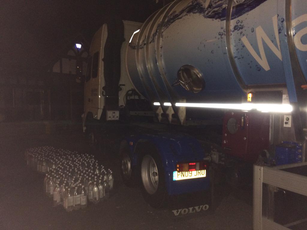 Don't get too happy 'cause there is a tanker at Ingersley Road, and there are many water bottles standing beside it!