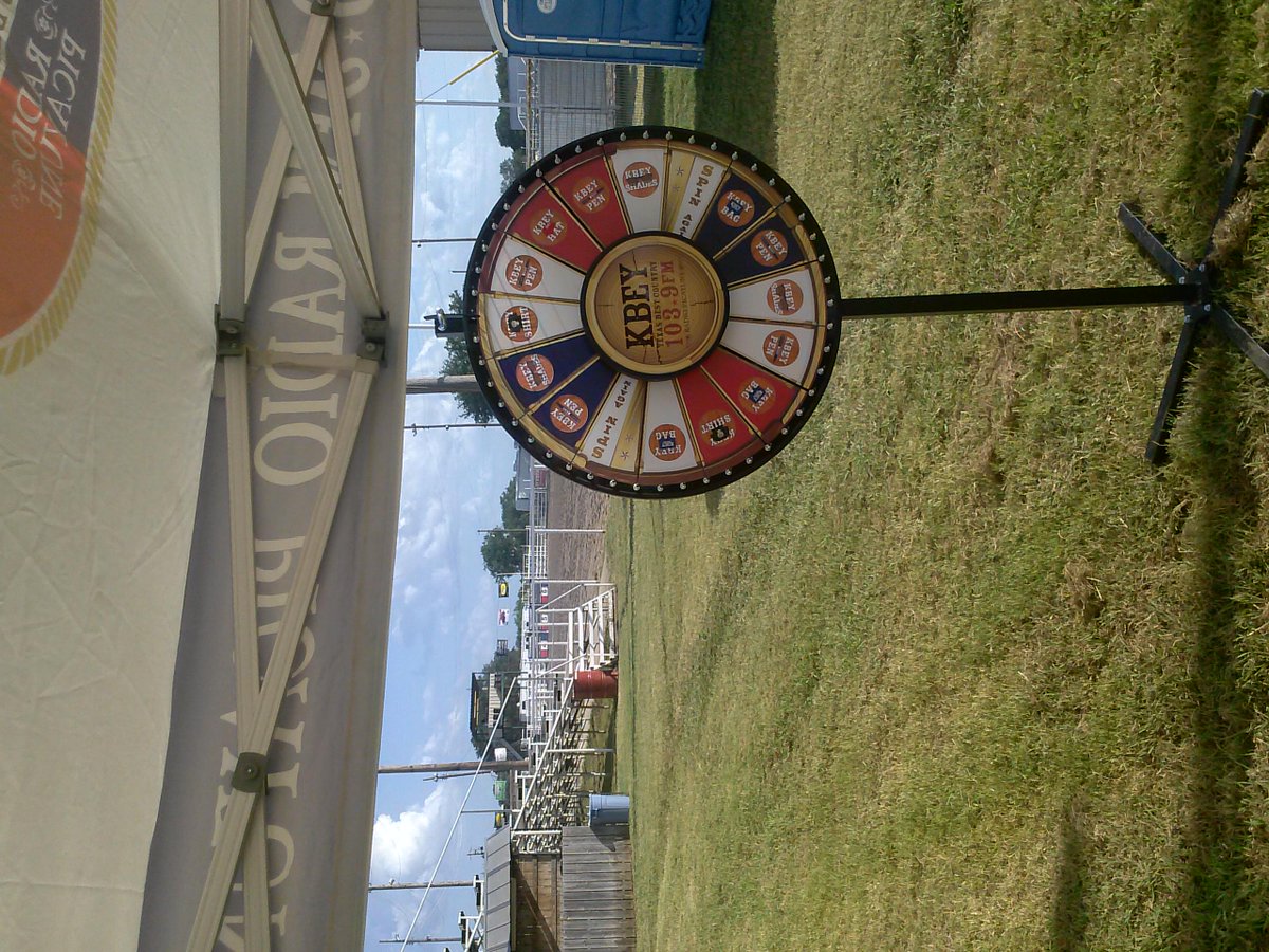 KBEY_Ben's tweet photo. Join @kbeyfm at the Burnet Rodeo.  We are at the Fairgounds until 9pm.  Come spin the prize wheel! http://t.co/ikY76KgwL9