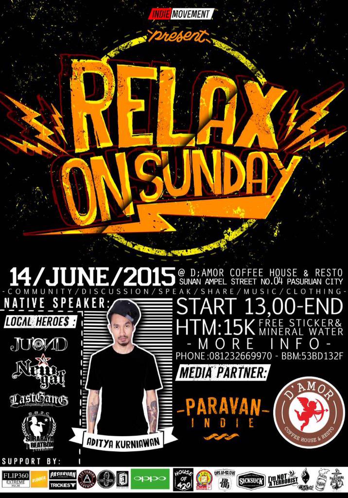 muatanlokal_'s tweet photo. 14 juni : Relax on sunday | @maximvsraptor | D'amor coffe house | 13.00 - selesai http://t.co/Rrgs7RFDDg