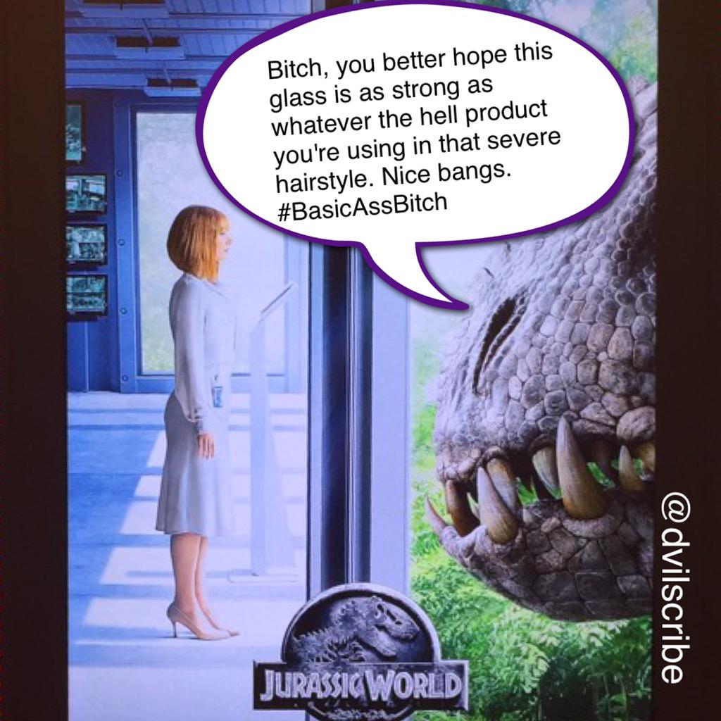 It's like <a href="/JurassicPark/">Jurassic Park</a> genetically engineered the I-Rex to be judgmental. #JurassicWorld #NiceBangs #Snarkasaurus