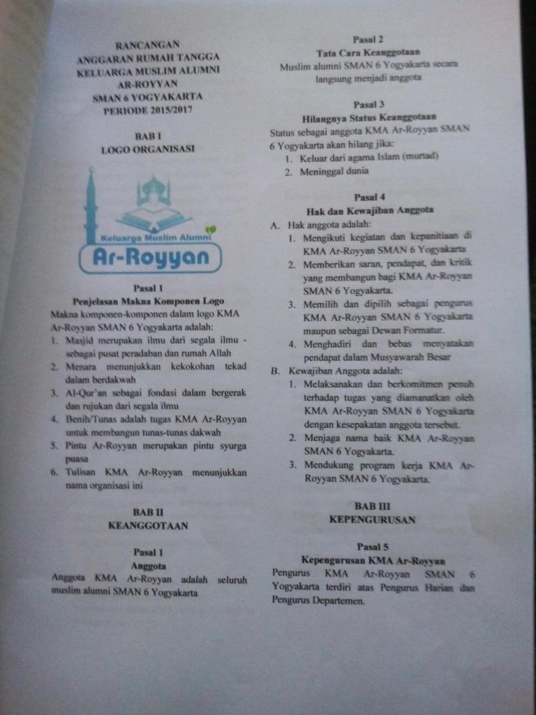 KMAArRoyyan's tweet photo. Ini beberapa isi dari AD/ART @KMAArRoyyan http://t.co/F25T4x42Lh