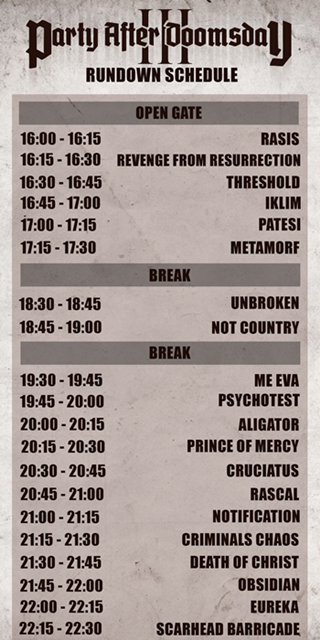 Official_GMS's tweet image. PARTY AFTER DOOMSDAY #3 "The Noisy Invasion" RUNDOWN SCHEDULE