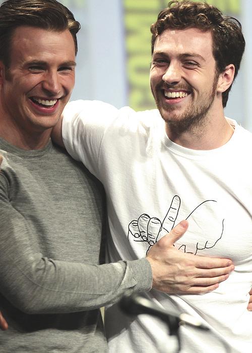 Happy birthday chris evans and aaron taylor johnson!  