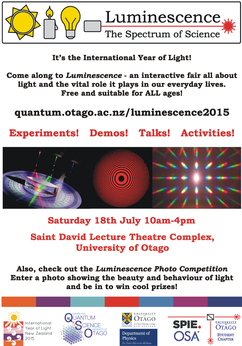 OpticsOtago's tweet photo. Check out Luminescence, 18th July #OpticsOutreach #LuminescenceSoS @DunedinNZ @whatifdunedin @OtagoMuseum @otago http://t.co/A8Cpdj1jHM