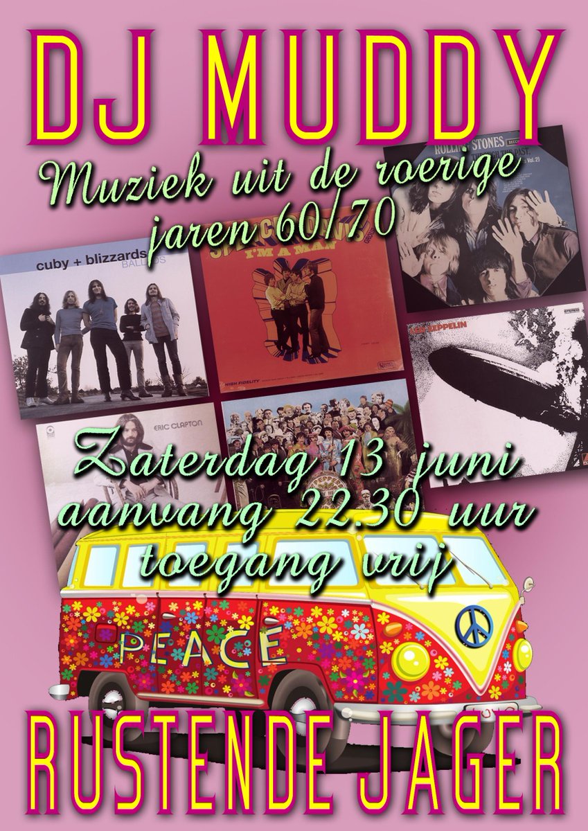 '60 '70 muziek #DJmuddy zaterdag 13 juni in de <a href="/Rustende/">RustendeJager</a> jager #Formerum #oerol15 #oerolFestival #oerol