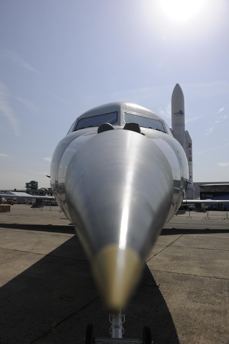 firstaerospace's tweet image. So here we are in Paris again, for #PAS15 ...this is a Rafale nose on a Fokker 100 which has missiles under-wing!