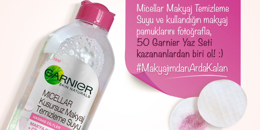 Sen de #MakyajımdanArdaKalan hashtagi ile Garnier Makyaj Temizleme Suyu ve kullandığın makyaj pamuklarını fotoğrafla!