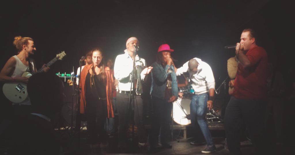 Getting real groovy here at soundcheck with <a href="/LosTacosSA/">Los Tacos</a> &amp; <a href="/rudimentals/">The Rudimentals</a> and <a href="/whosane718/">abdi hussein</a> all on stage!