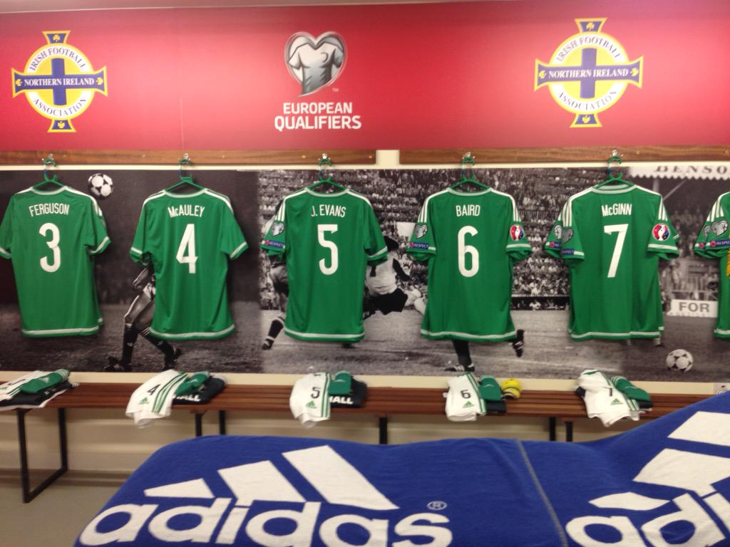 Official Irish FA on Twitter "Northern Ireland Dressing Room, less than 2 hours to go. C'mon