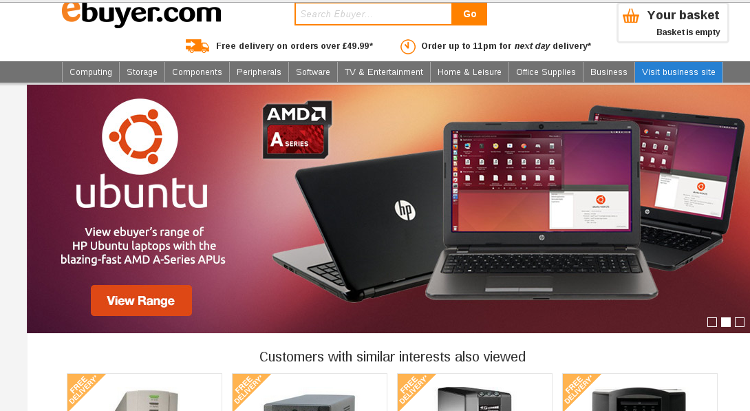 JF_archer's tweet image. nice to see @ubuntu getting a front page banner on @Ebuyer #yearofthelinuxdesktop