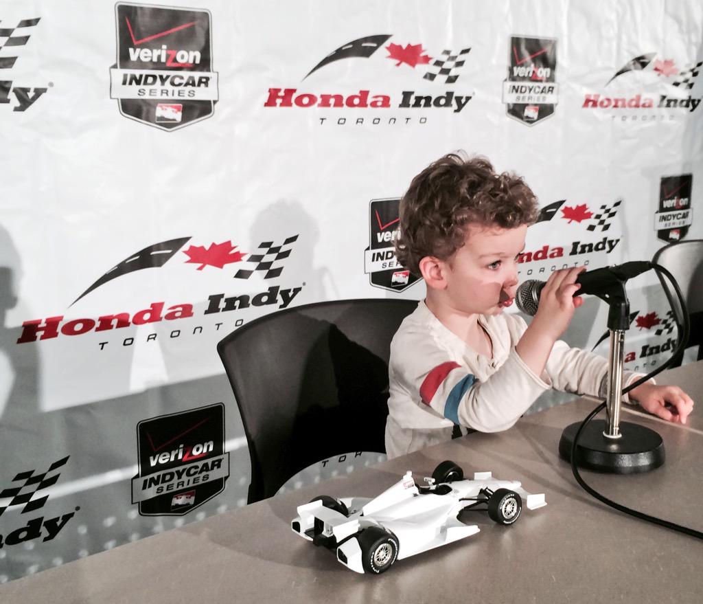 EhCanaDad's tweet photo. #MaxLoco couldn't resist giving his own presser post-race @IndyCar @hondaindy #racecar #racing #RacingDriverWanted http://t.co/6ElVa1sps8