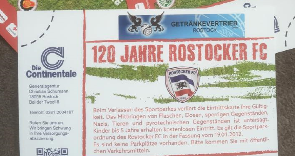 ffgr_zentrale's tweet photo. Das ist doch mal 'ne Eintrittskarte ! ... auch "das Mitbringen von Flaschen und Nazis ist untersagt"! #RostockerFC http://t.co/OIgObmto1v