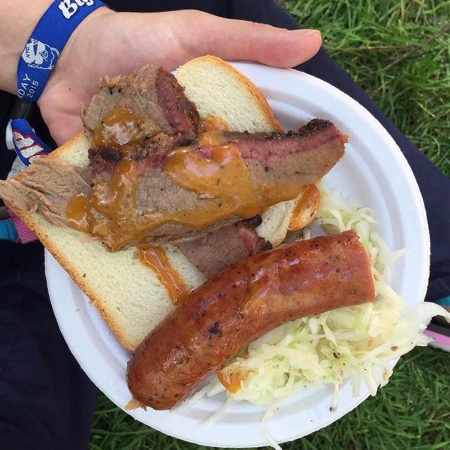 bluebirdvermont's tweet photo. @saltlickbbq brisket and sausage. 
#bigapplebbq #nyc #texasbbq http://t.co/tyVjJhHk8a http://t.co/Fkb4K6Mufg