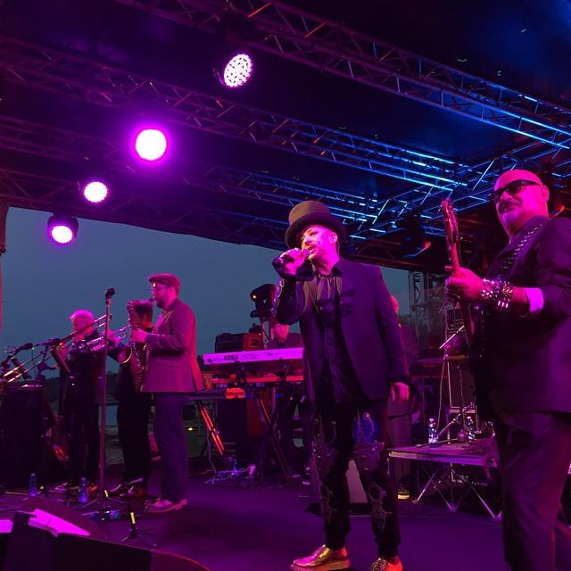 Boy George sings as the sun sets     birthday 