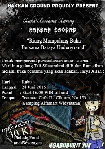Utk para metalhead sebandung raya..ada ajakan buka bersama nih dari kawan2 <a href="/HAKKAN_GROUND/">HAKKAN GROUND</a> sila merapat *cheers*