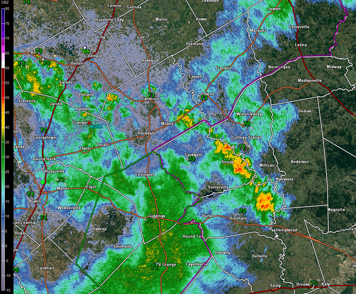 752PM Radar storms with brief heavy rain, lightning, gusty winds