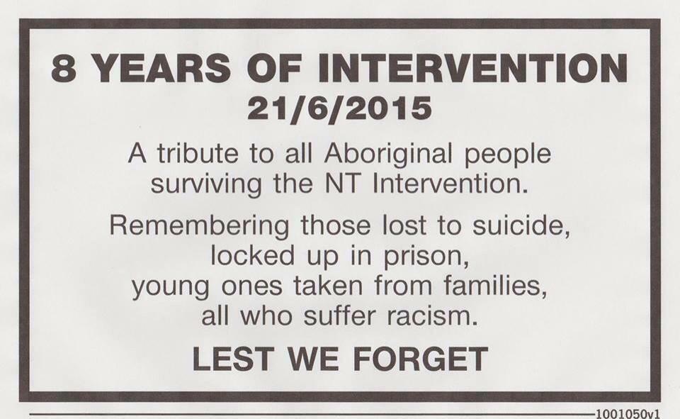 paddygibson's tweet photo. 8 years since Howard sent the military into the NT to impose an apartheid regime which continues. Lest we forget http://t.co/APBSITy5sp