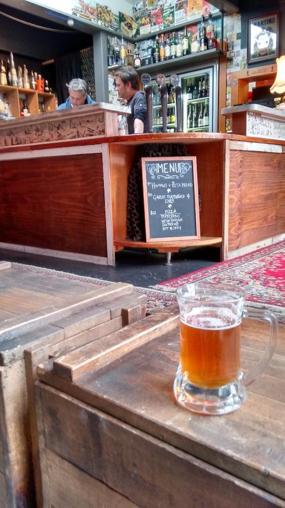 angryhazelgrove's tweet photo. After long (and high) walks in lovely Devonport NZ, earned a Sawmill Pale Ale in the relaxed Tiny Triumphs bar http://t.co/A5vW4hhU1C