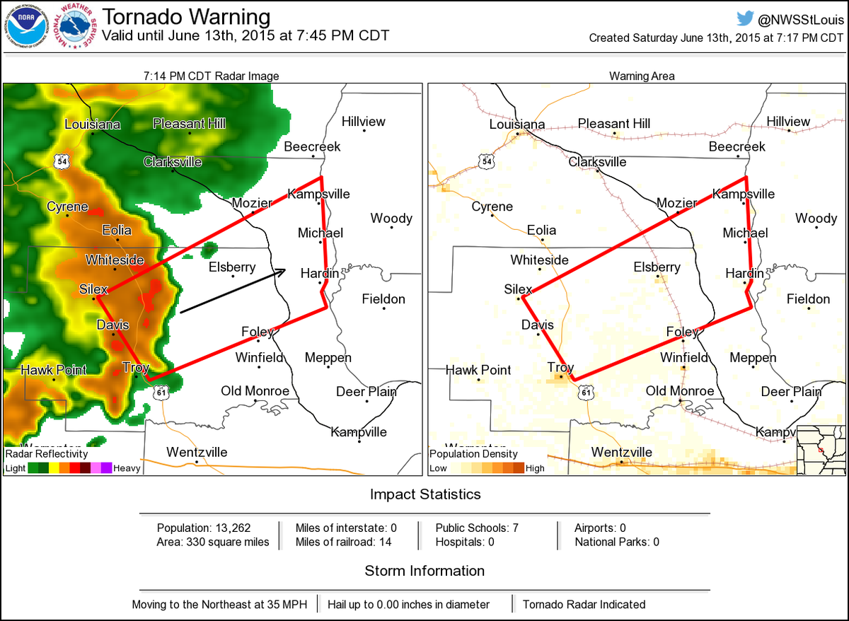 Tornado Warning including Elsberry MO, Hardin IL, Kampsville IL until 7