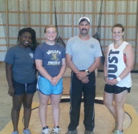 steeltapethrows's tweet photo. Coach Dr. Riely with the discus crew #steeltapethrows day one in the books http://t.co/HlwSGzX307