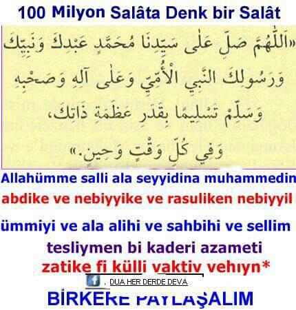 Bu salavati önce okuyup sonra Retweet edip paylaşalım ...