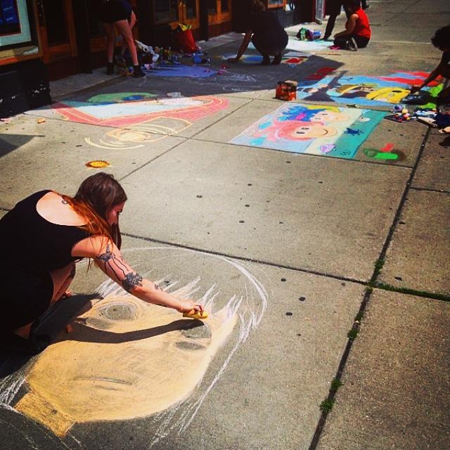 WGOINBuffalo's tweet image. #Chalkfest was fully represented in front of @NorthParkTheatr #VeryCreative