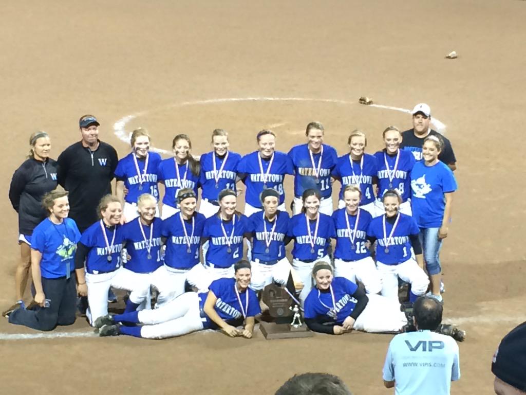 Congrats to this amazing group of athletes! 2nd place in the state softball tournament. #WATERTOWNPRIDE