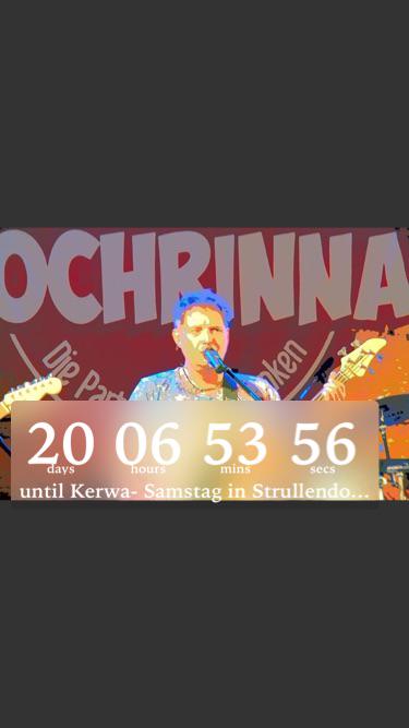 20 days 06 hours 53 mins 56 secs until Kerwa- Samstag in Strullendorf - mit DOCHRINNA der Partyband aus Franken
