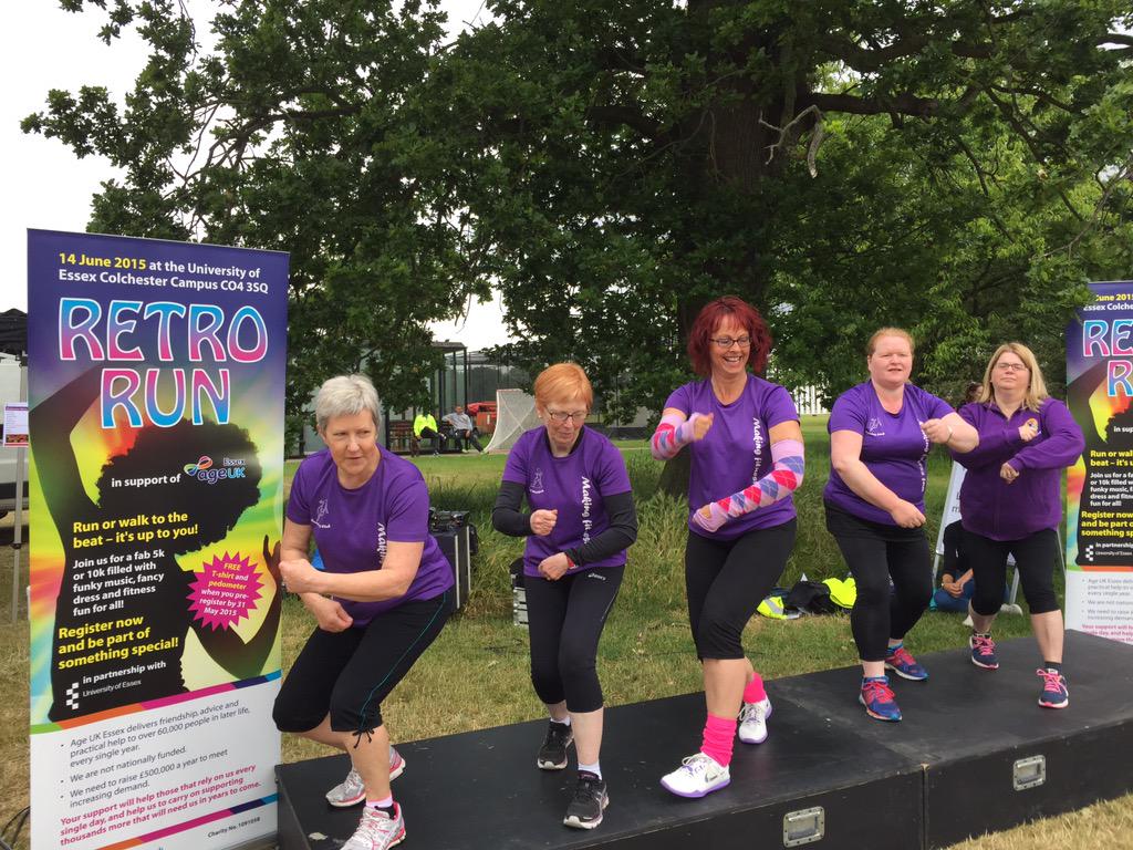 ScrutonWyatt's tweet photo. Great warm up and first of the 5 km runners back already! @RetroRun15 @Uni_of_Essex @AgeUKEssex http://t.co/RtTxhgwXRg