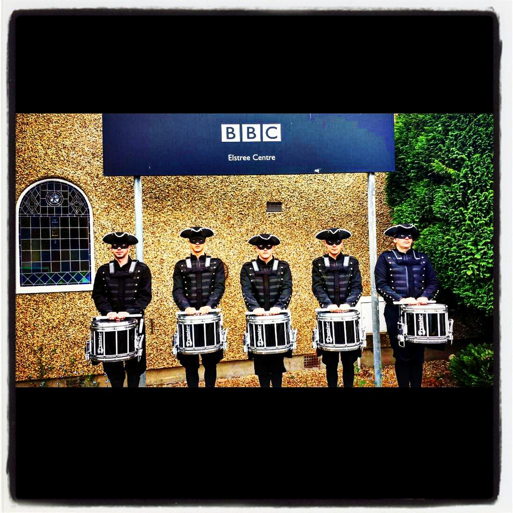 The_Highwaymen's tweet photo. @PremierDrumCo artists @The_Highwaymen filming at Elstree Studios #morenewssoon #PremierRevolutionDrums http://t.co/tcTs625QPh