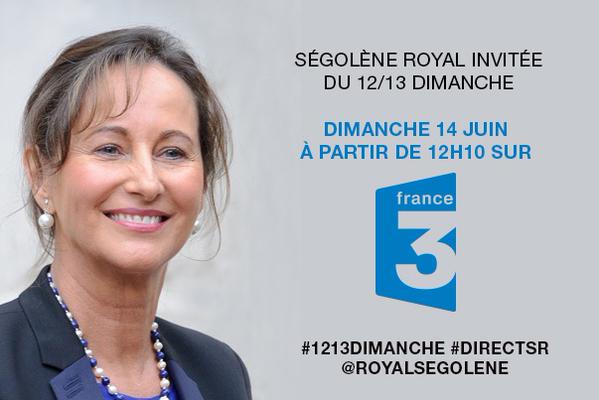 Mathildebigot's tweet image. .@RoyalSegolene est l'invitée du #1213Dimanche sur @France3tv à 12h10 #DirectSR