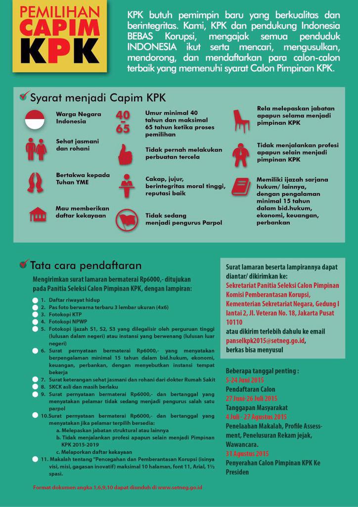 Tweeeeps... Kalau punya rekomendasi nama yg oke utk calon ketua KPK, mohon bantu utk didaftarkan yaaa